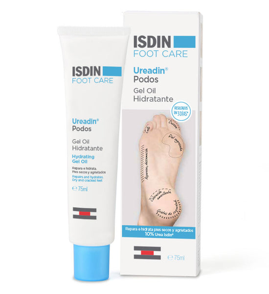 ISDIN Crema para el cuidado de pies, aceite de gel Uradin Podos, repara e hidrata los pies secos y agrietados, 10% urea, absorción rápida, probado dermatológicamente, 2.5 onzas líquidas